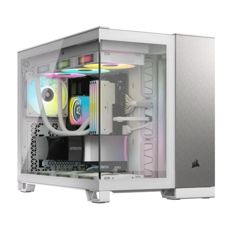 2500X Dual Chamber Micro ATX Case – White/Satin Gray Aluminium