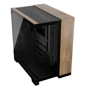 6500X Mid-Tower Dual Chamber Case – Black/Walnut Wood