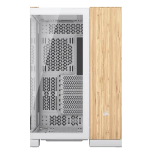 6500X Mid-Tower Dual Chamber Case – White/Bamboo Wood