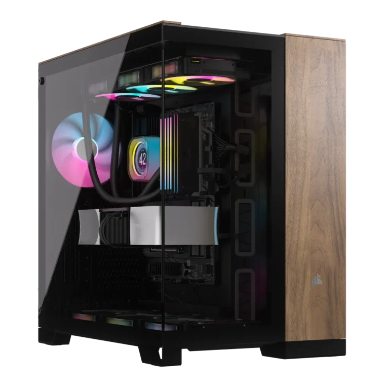 6500X Mid-Tower Dual Chamber Case – Black/Walnut Wood