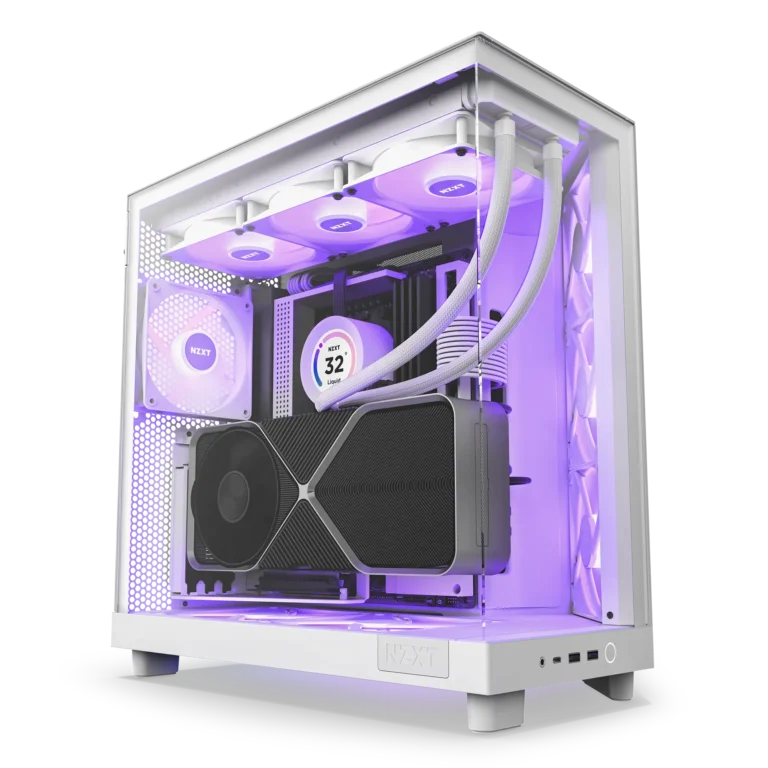 H6 Flow RGB Compact Mid-Tower Airflow Case with RGB Fans – Matte White